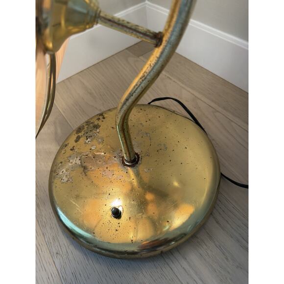 1970s Decorative Table Lamp Lotus Flower Italian Design Gold Metal Crystal RARE - Picture 2 of 13